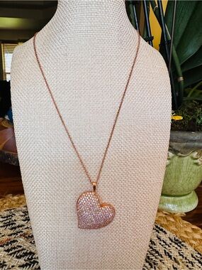 Pandora Rose Gold Pave Heart Pendant Necklace